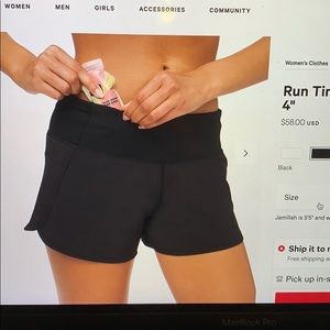 Lululemon running shorts size 6